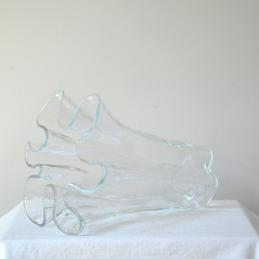 Blenko large ruffled art glass vase - West Virginia, USA 1980s-AVVE.ny