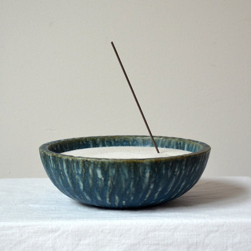 vintage ceramic blue rubus bowl gunnar nylund rorstrand sweden incense holder