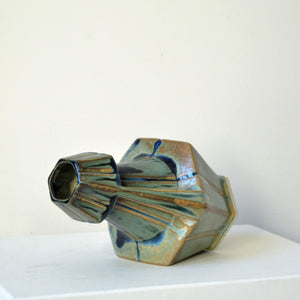 Denbac art deco hexagonal sandstone vase - France 1920s-AVVE.ny