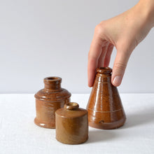 Load image into Gallery viewer, Set of 3 antique ink wells - England, Victorian era (1800s)-AVVE.ny